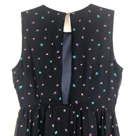 CALS Blue Chiffon Sheath Floral Dress - Picture 7 of 10